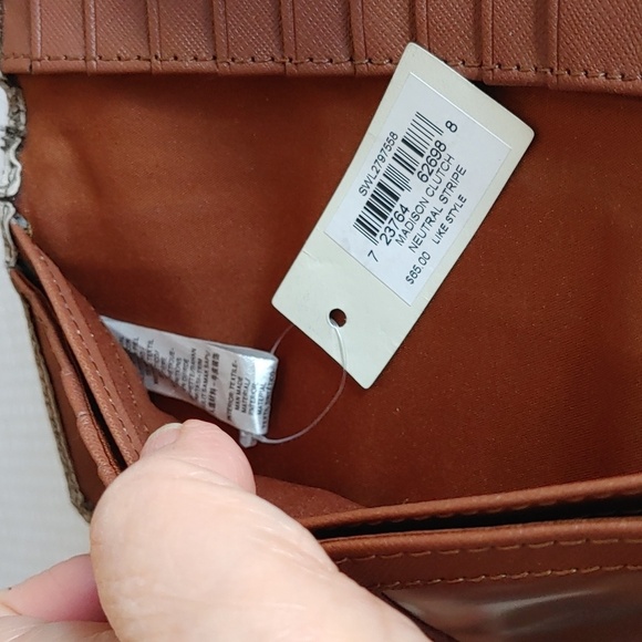 NWT Fossil Madison Tab Clutch Wallet Leather Trim - Picture 6 of 12